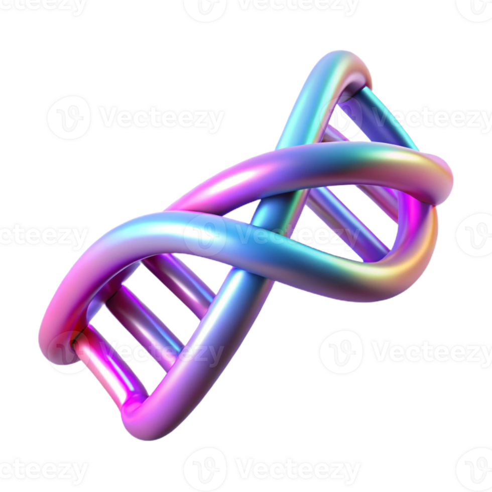 exquisite passionate creative Hyper-specific professional render of an isolated, levitating, DNA double helix made of glowing neon Isolated cutout with Transparent Background exclusive png