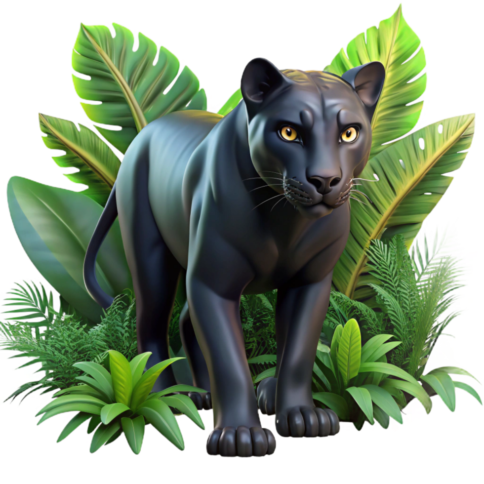 dramatic modern A Sleek Black Panther Stalking Through high resolution png