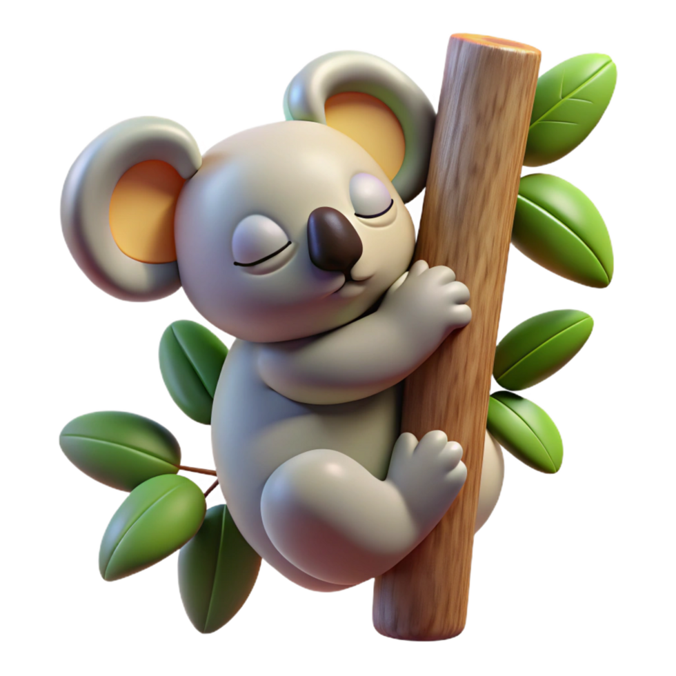 magnificent traditional A Sleepy Koala Clinging to a Eucalyptus authentic png