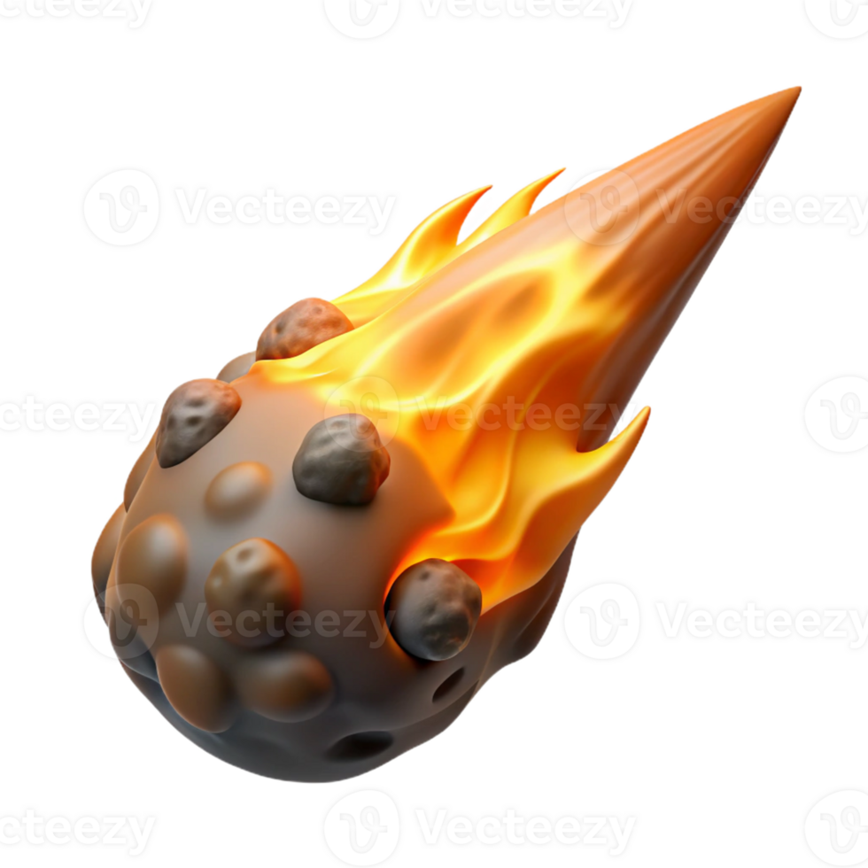 breathtaking tropical Photorealistic, ultra-detailed, isolated cutout of a single, burning comet, hyper-specific tail details with Transparent Background impeccable png
