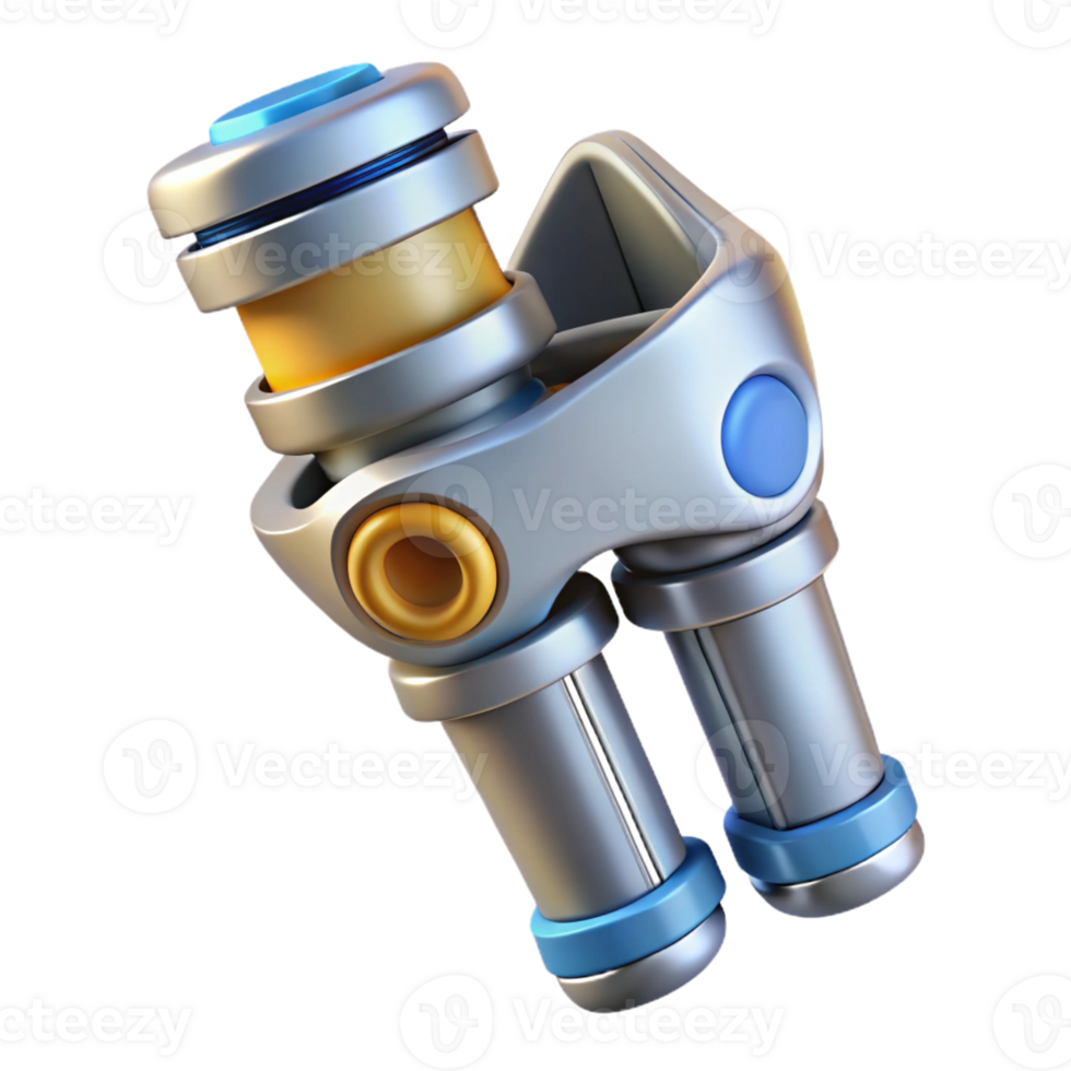 calm alluring Isolated cutout, concept art style, hyper-specific illustration of a biomechanical knee joint with hydraulic pistons with Transparent Background 4K png