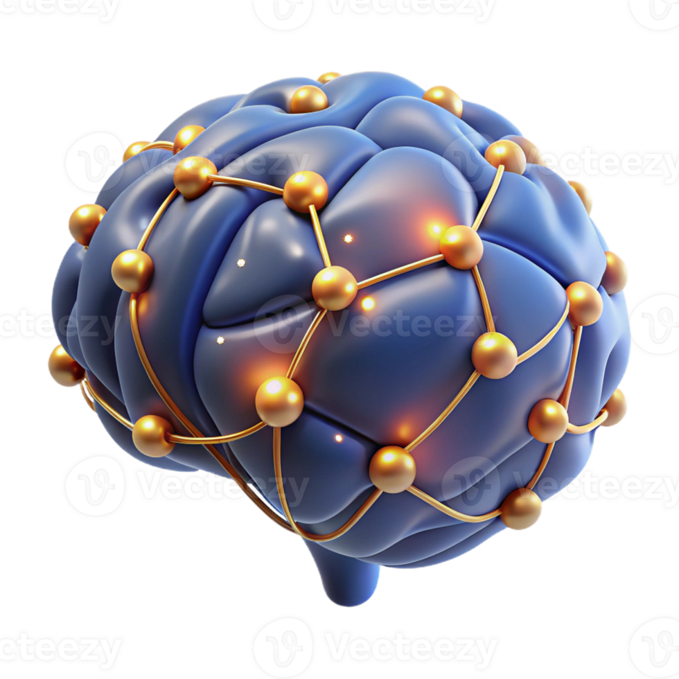 enchanting standout A stylized brain with glowing neural connections with Transparent Background png
