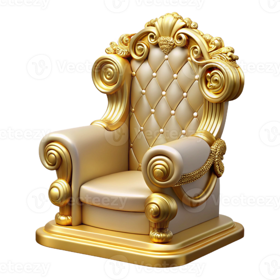 celebrated avant-garde Photorealistic isolated cutout of a single, ornate Throne of Zeus, golden and detailed, isolated cutout with Transparent Background impeccable png