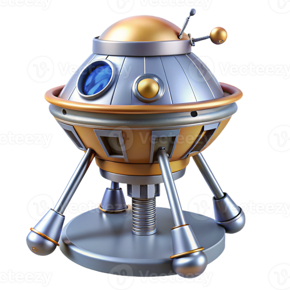dynamic serene Ultra-detailed, isolated cutout of a single, robotic space probe, hyper-specific mechanical details, concept art style with Transparent Background museum quality png