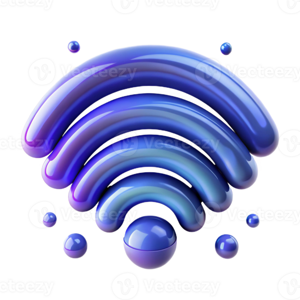 captivating signature A stylized, abstract WiFi symbol made of swirling particles with Transparent Background png