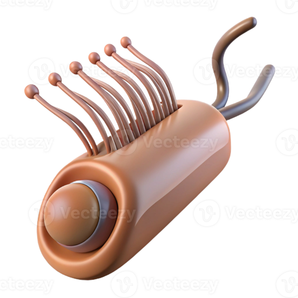 elegant nostalgic classic Photorealistic, ultra-detailed render of a single biomechanical hair follicle with integrated nano-sensors, isolated cutout with Transparent Background fine detail png