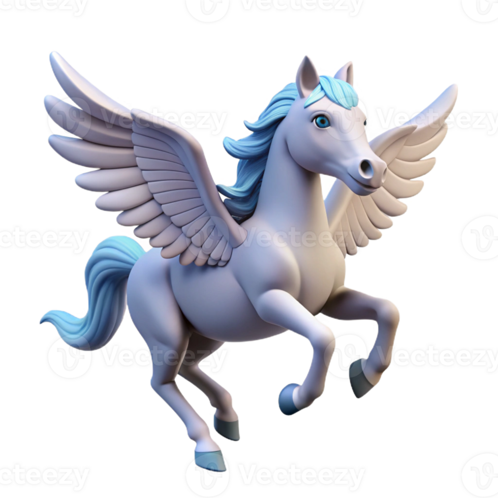 elegant dynamic elegant Pegasus, winged horse, flying, with Transparent Background refined png
