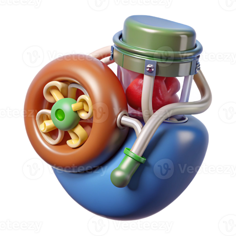 ethereal picturesque Hyper-specific, concept art style, isolated cutout of a biomechanical kidney with integrated waste recycling system with Transparent Background ultra HD png