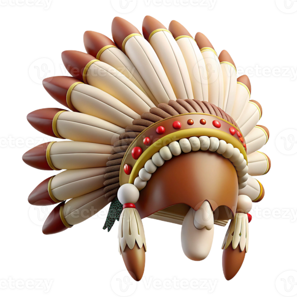 exquisite nostalgic renaissance Ultra-detailed, photorealistic, isolated cutout of a tribal chief's headdress featuring eagle feathers and bone ornaments with Transparent Background flawless png