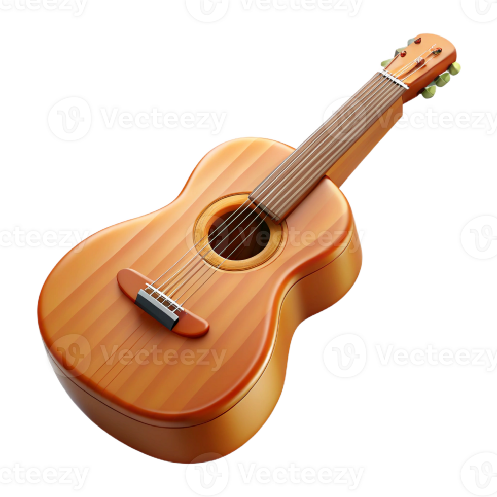 alluring peaceful futuristic Acoustic guitar, wood grain, with Transparent Background precision png