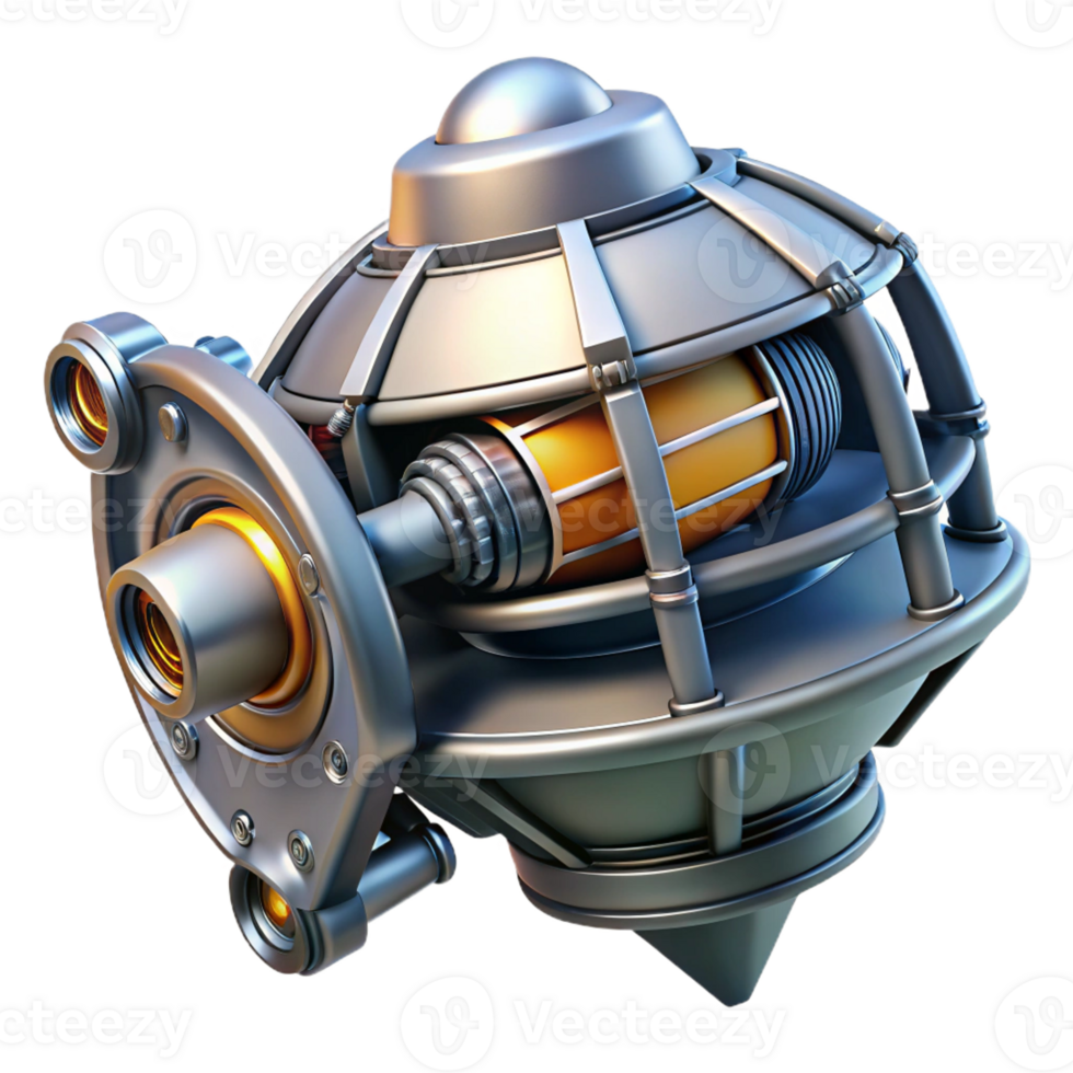 dynamic dramatic Isolated cutout of a single, intricate, futuristic spaceship engine, professional render, ultra-detailed components with Transparent Background detailed png