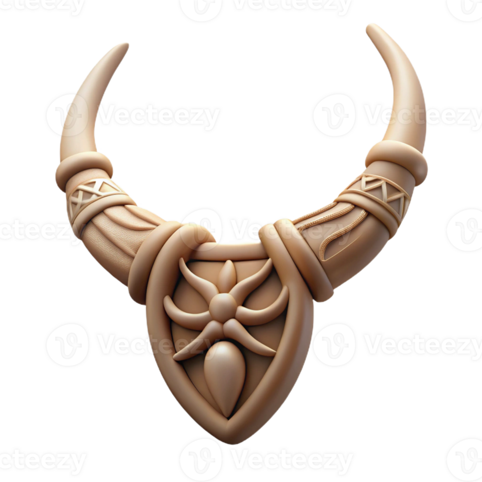 alluring exemplary Concept art style, isolated cutout of a meticulously crafted tribal bone necklace with intricate carvings with Transparent Background png
