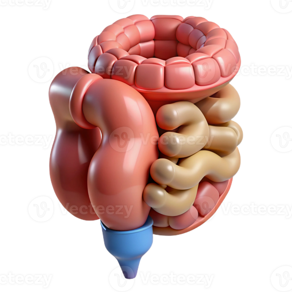 elegant coveted Hyper-specific, concept art style, isolated cutout of a biomechanical intestine with integrated nutrient absorption system with Transparent Background png