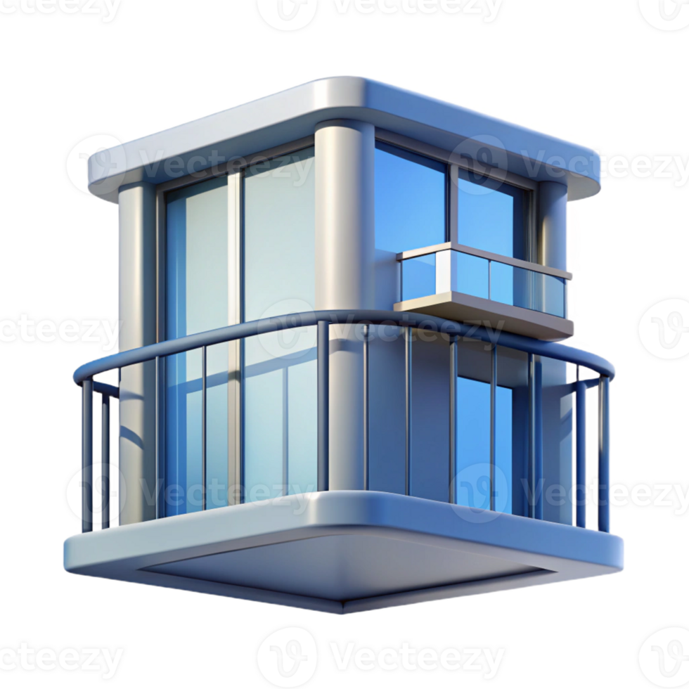 breathtaking bohemian Modernist apartment building balcony railing with Transparent Background studio quality png