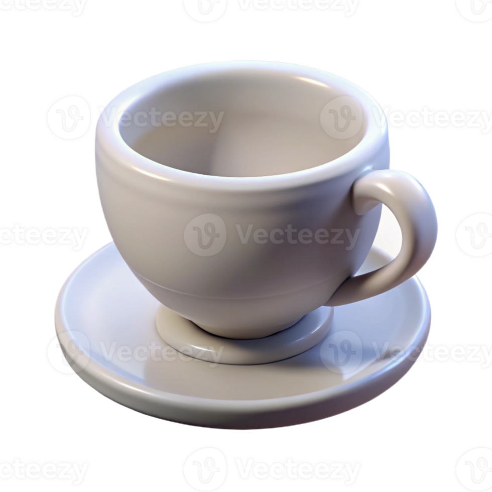 dazzling baroque Concept art style, isolated cutout of a single, pristine white ceramic teacup with Transparent Background high quality png