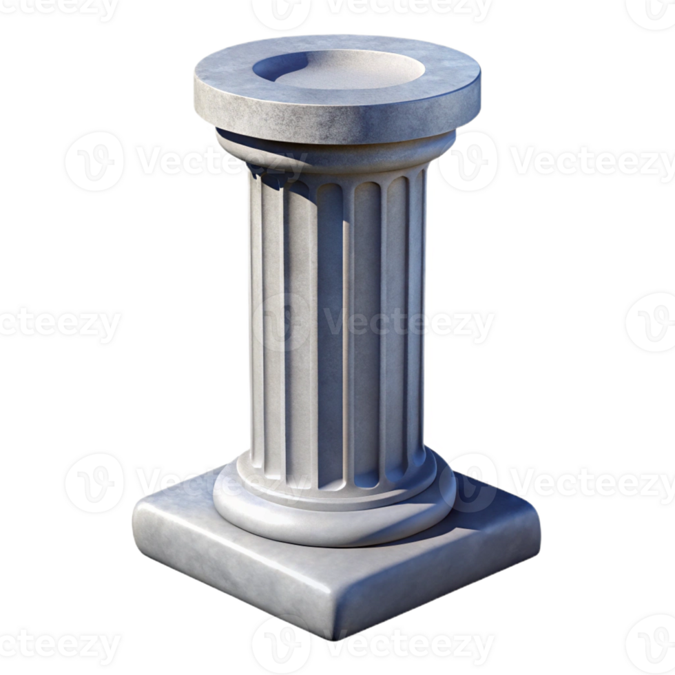 extraordinary baroque Concrete pillar architectural element with Transparent Background sharp png