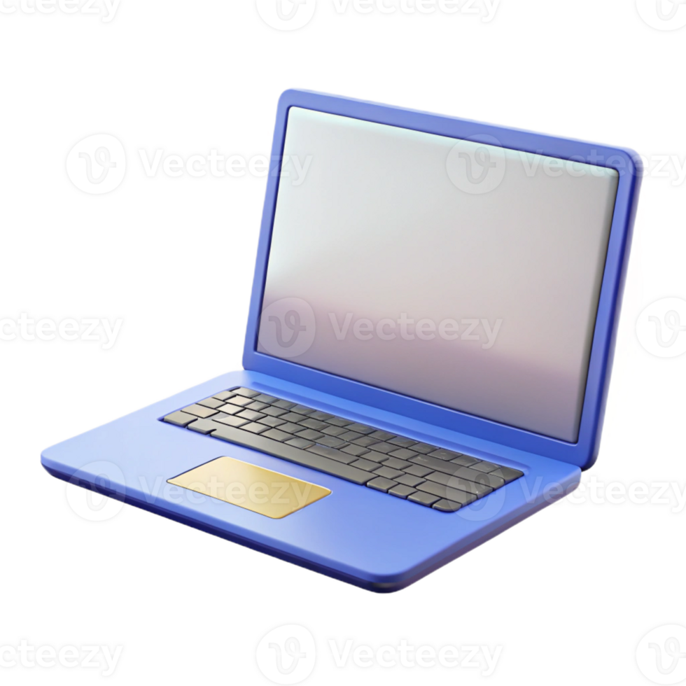 distinguished coastal Laptop, open, blank screen, with Transparent Background high resolution png