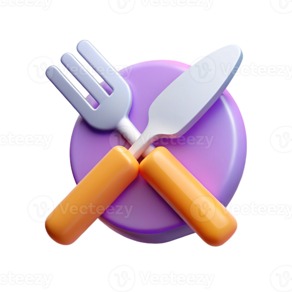 glorious playful organic Pictogram of a fork and knife. Flat color, minimal design, crisp edges Scalable Design. detailed png