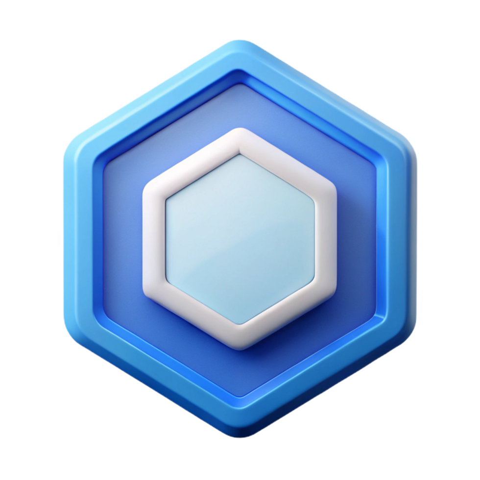elegant passionate futuristic Hexagonal badge, crisp edges, clean lines, symmetrical Scalable Design. flawless png