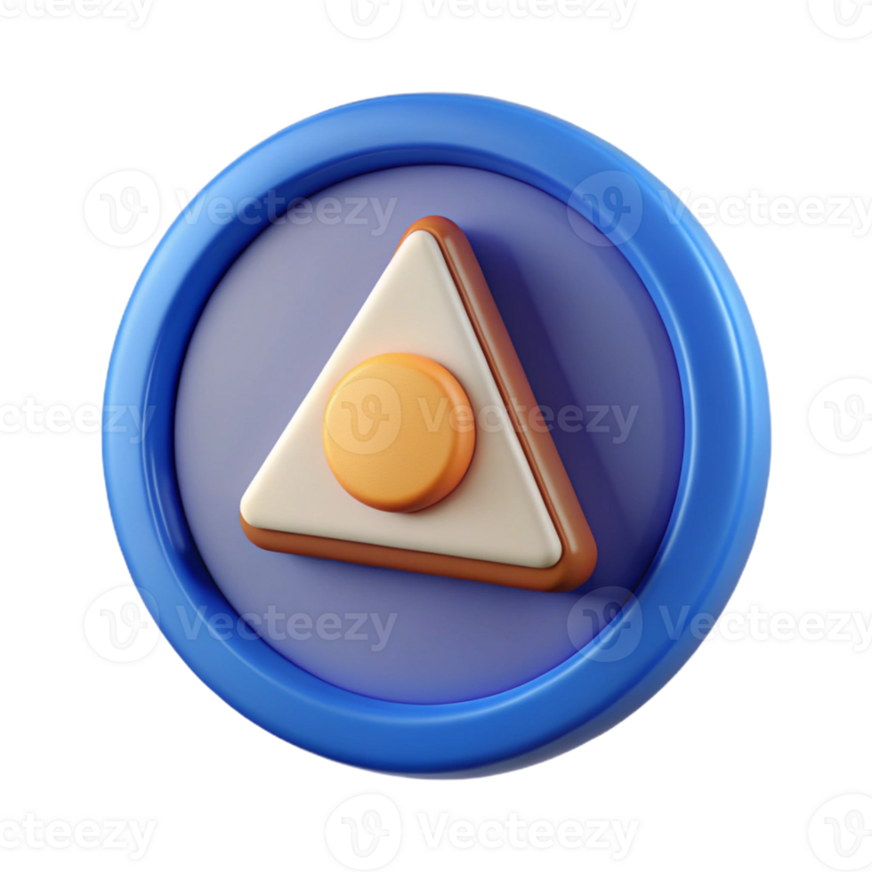 distinctive impressionist Triangle badge with a circle, clean lines, flat color, scalable Design. expertly shot png