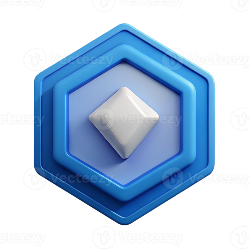 alluring organic Hexagon badge with a diamond, crisp edges, symmetrical, minimal Scalable Design. refined png
