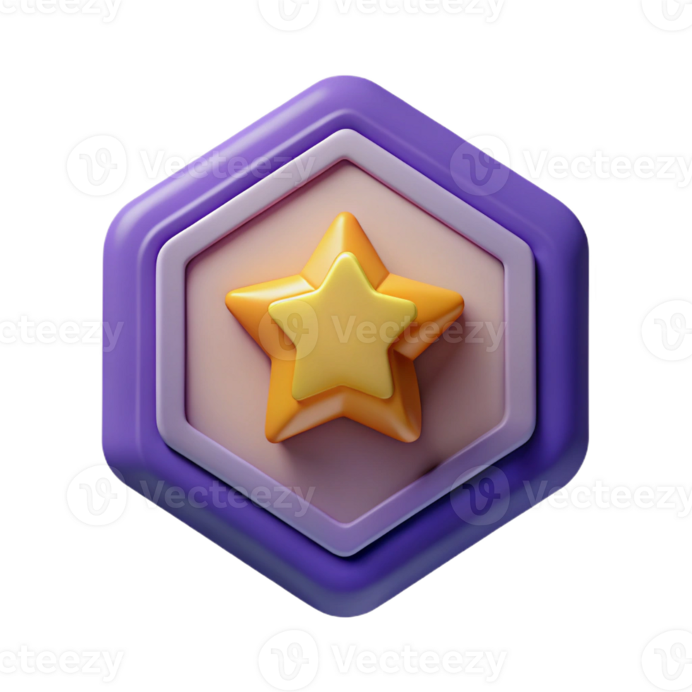 melancholic vibrant Pentagon badge with a star, symmetrical, flat color, scalable Design. artisan png