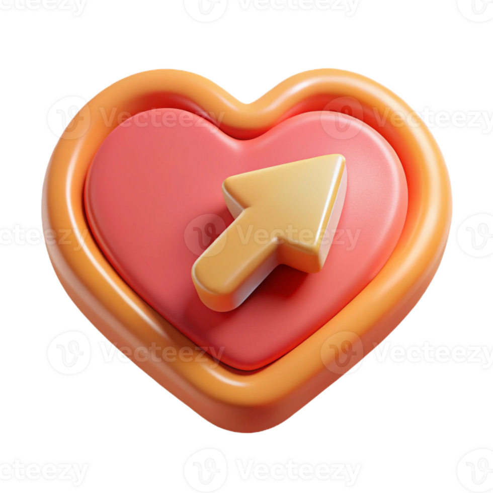 immaculate classic Heart badge with an arrow, scalable, crisp edges, single-weight stroke Scalable Design. premium png