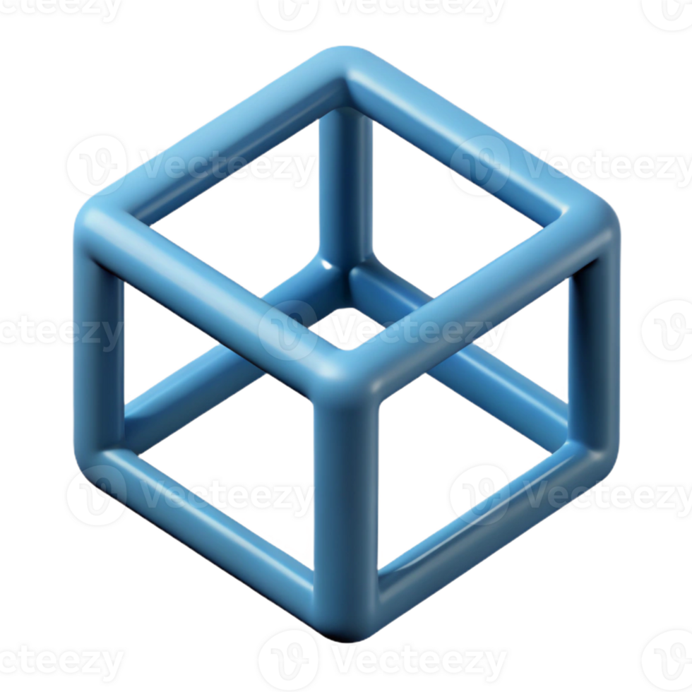striking romantic baroque Scalable, geometric outline of a cube. Flat color, clean lines Scalable Design. perfect clarity png