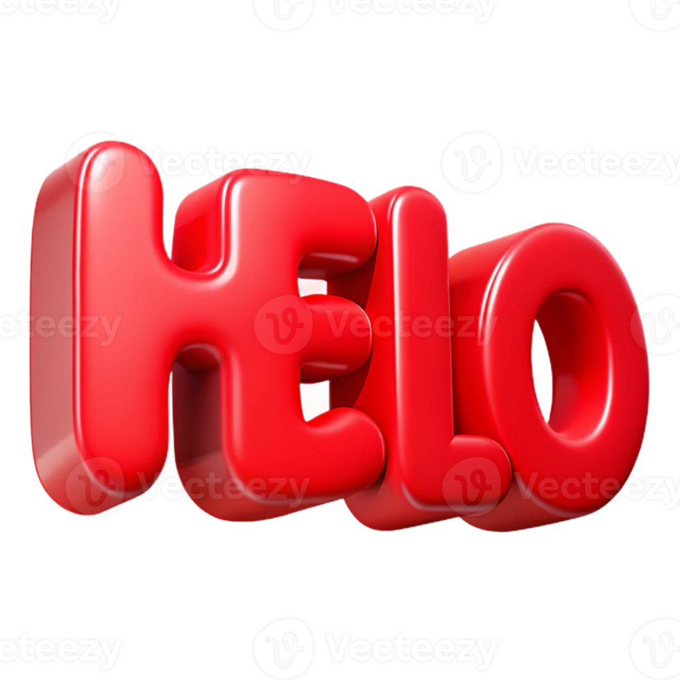 alluring modern Bold, sans-serif HELLO in bright red. Clean lines, flat color Scalable Design. original png