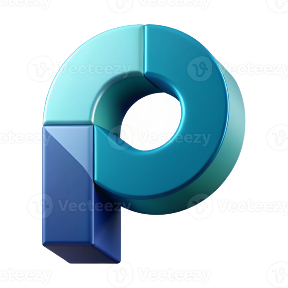 standout tropical Geometric P composed of semi-circles. Sharp edges, flat color Scalable Design. museum quality png