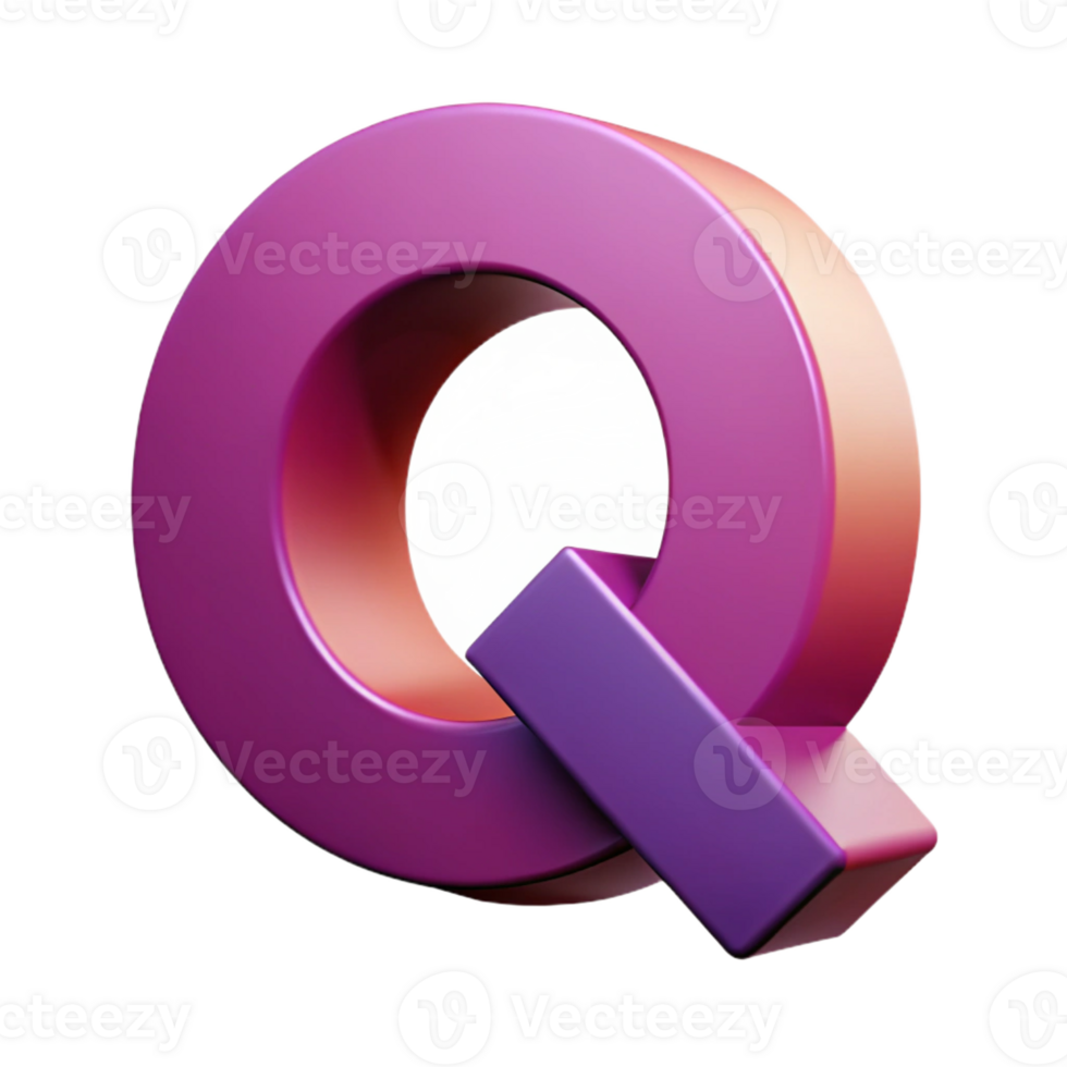 dazzling melancholic artistic Geometric Q with a circular cutout. Sharp edges, flat color Scalable Design. crisp png