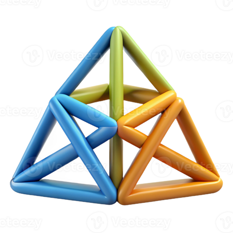 remarkable minimalist Three connected triangles forming a star shape. Scalable, flat color, symmetrical Scalable Design. museum quality png