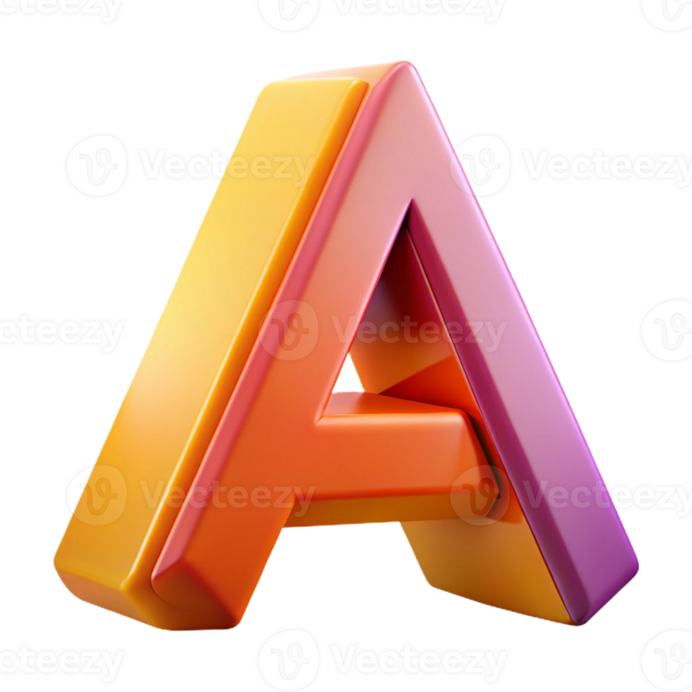 bold vibrant Letter A composed of geometric shapes. Crisp edges, flat color, scalable Design. masterfully captured png