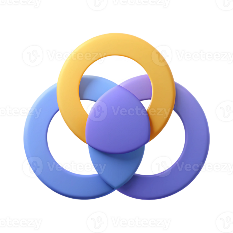 notable bohemian Three overlapping circles. Flat color, minimal design, scalable Design. detailed png