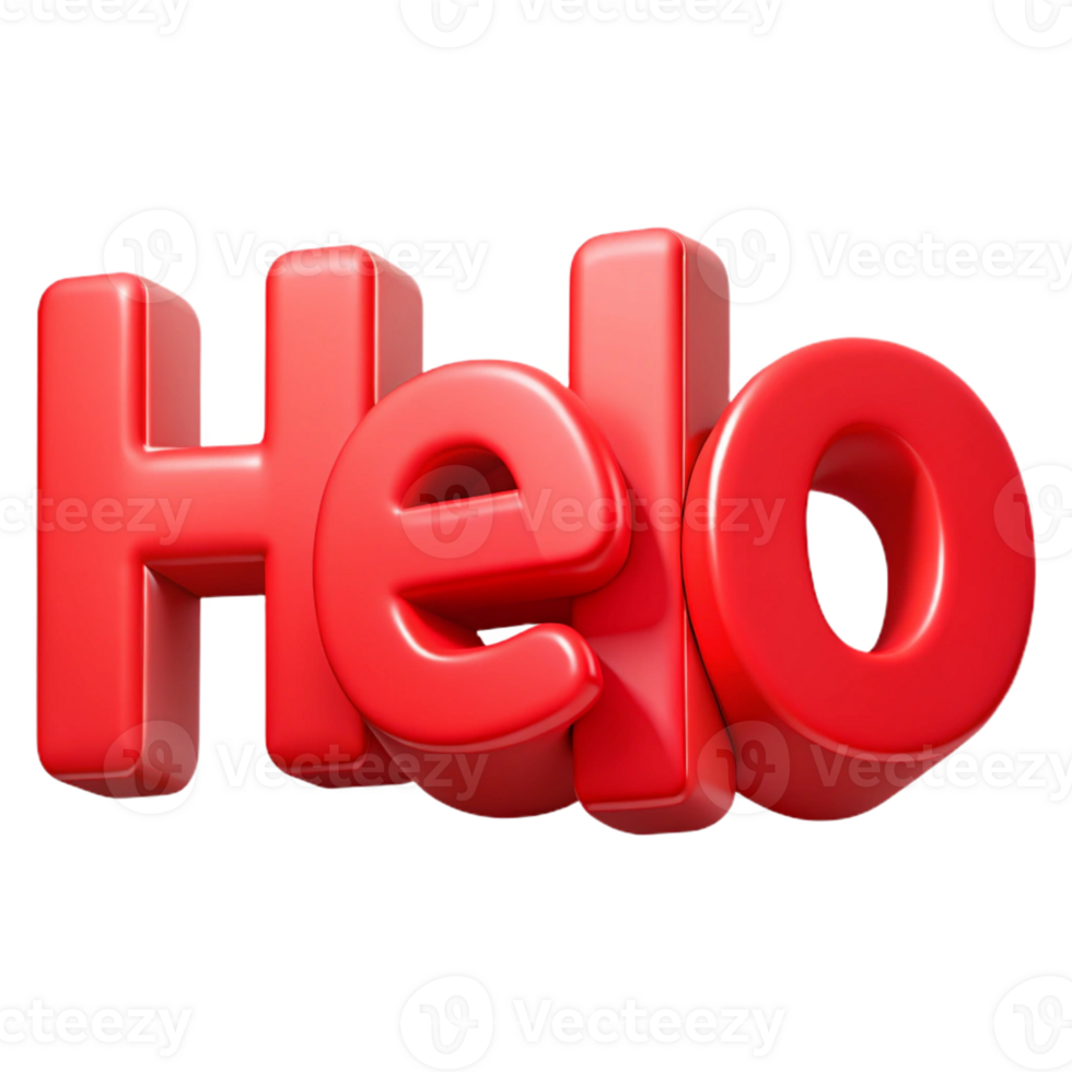joyful spectacular Bold, sans-serif HELLO with sharp edges and flat red color. Clean lines. Scalable design Scalable Design. studio quality png