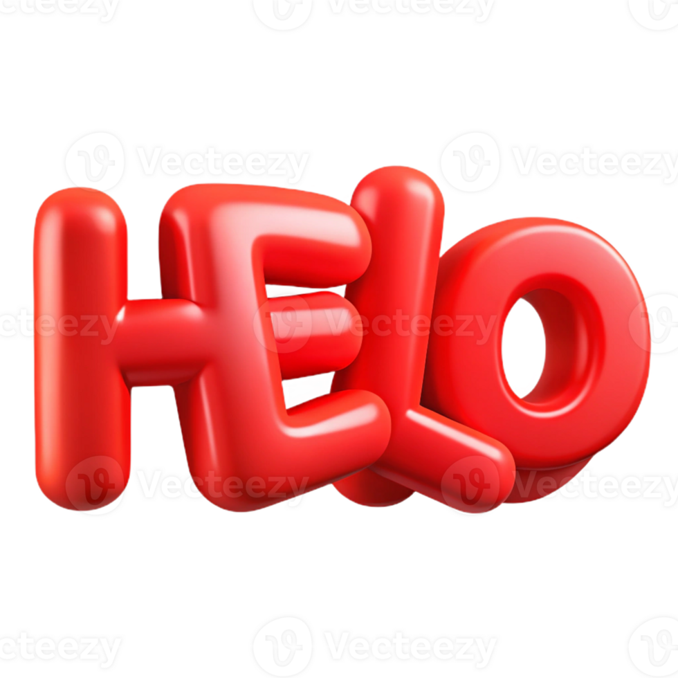 whimsical fascinating Bold, sans-serif HELLO with sharp edges and flat red color. Clean lines. Scalable design Scalable Design. perfect clarity png