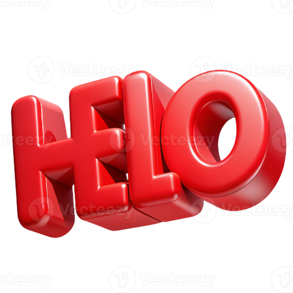 beautiful rustic Bold, sans-serif HELLO with sharp edges and flat red color. Clean lines. Scalable design Scalable Design. refined png
