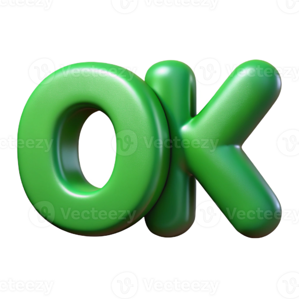 wonderful art deco Single-weight stroke, scalable OK in a rounded sans-serif font. Flat green. Minimal Scalable Design. ultra HD png