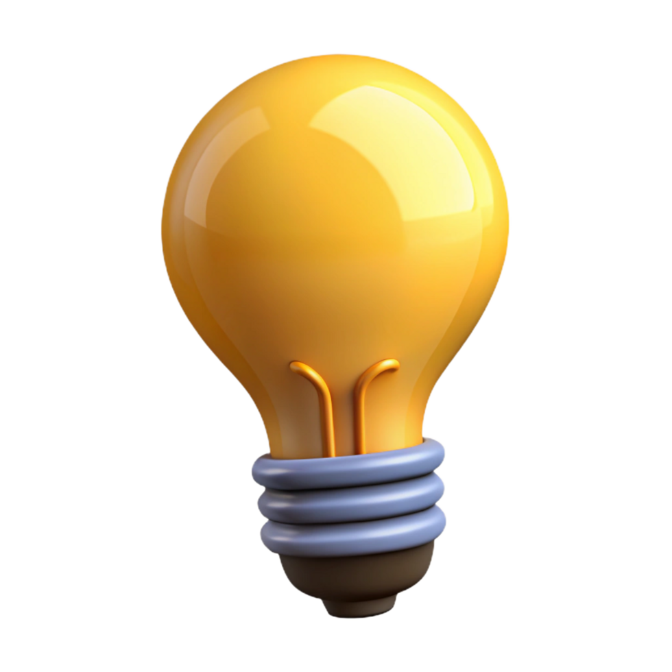 beautiful playful gothic A single, stylized lightbulb with a glowing filament with Transparent Background exclusive png