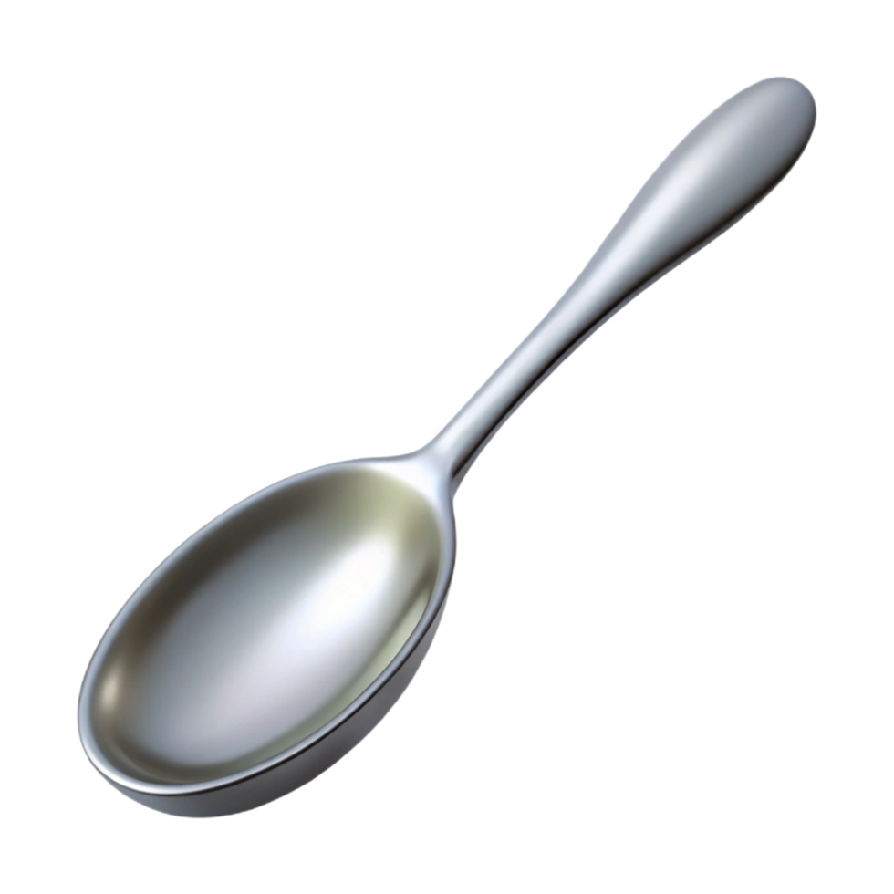 dazzling rustic Professional render, isolated cutout, single silver spoon, ultra-detailed, photorealistic with Transparent Background studio quality png