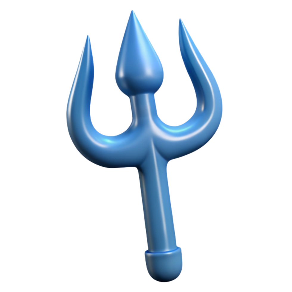 distinguished mid-century Ultra-detailed, professional render of a single, isolated cutout of Poseidon's Trident, dripping seawater with Transparent Background fine detail png