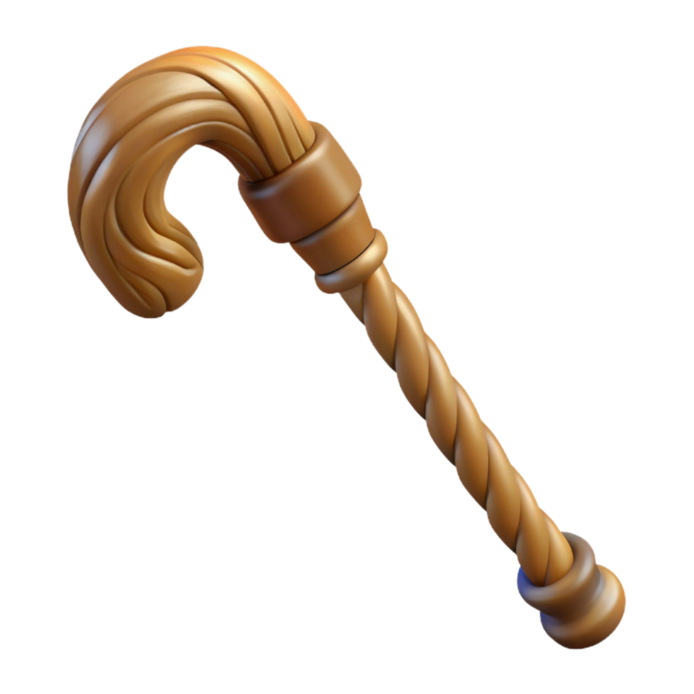 captivating coveted Hyper-specific isolated cutout professional render of a tribal elder's walking stick carved from a single piece of hardwood with Transparent Background png