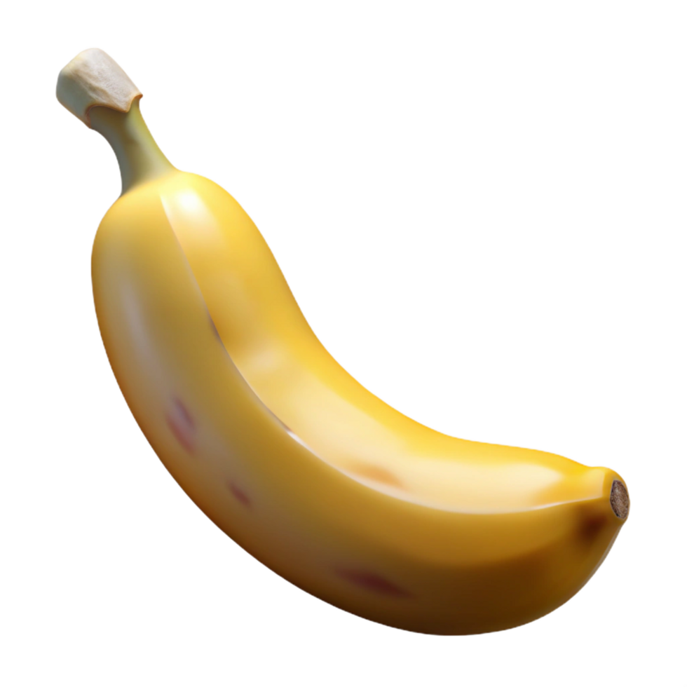 dramatic joyful abstract Photorealistic, hyper-specific render of a single, peeled banana with detailed texture and bruises Isolated cutout with Transparent Background sharp png