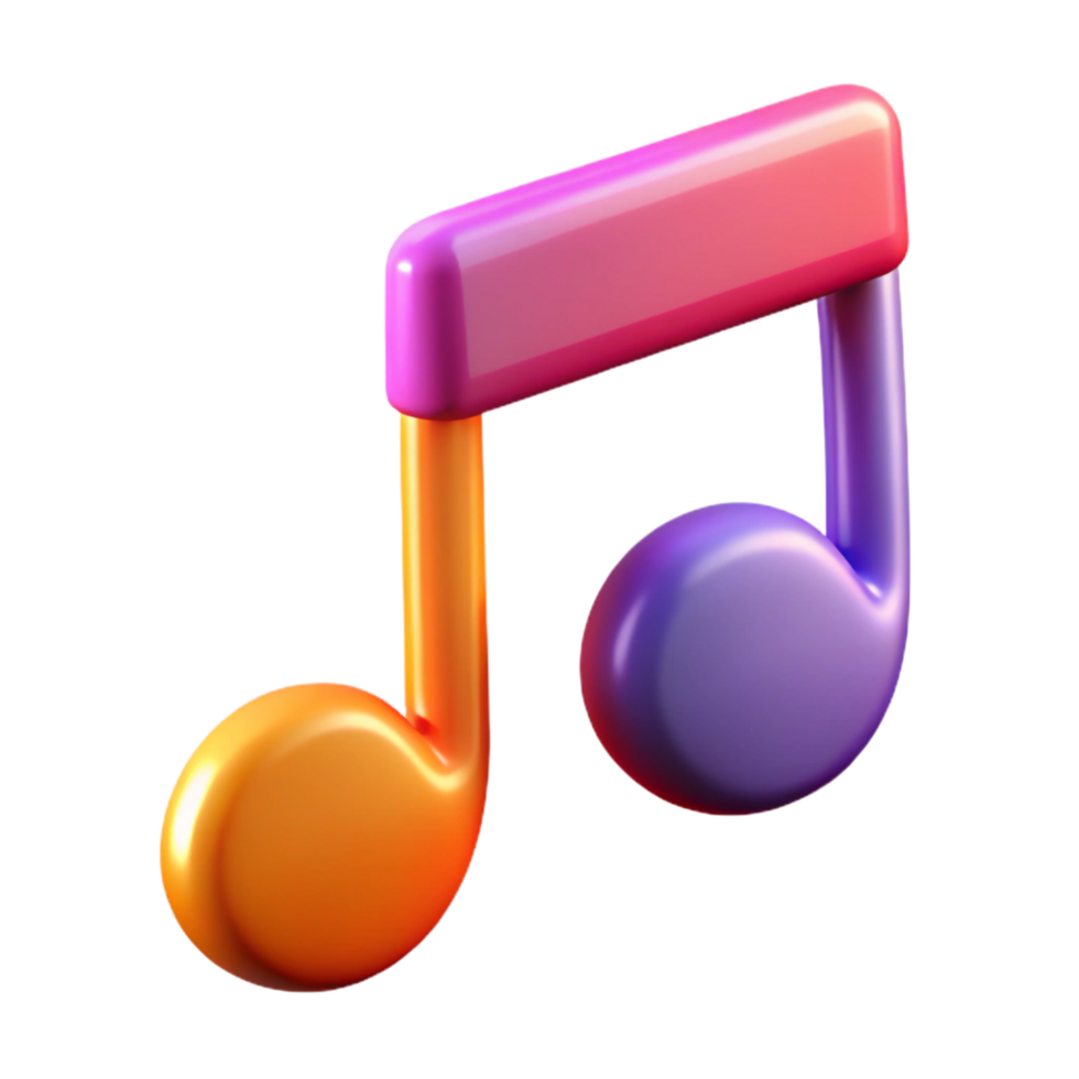 elegant intense rustic A single, floating musical note with vibrant colors with Transparent Background professional png