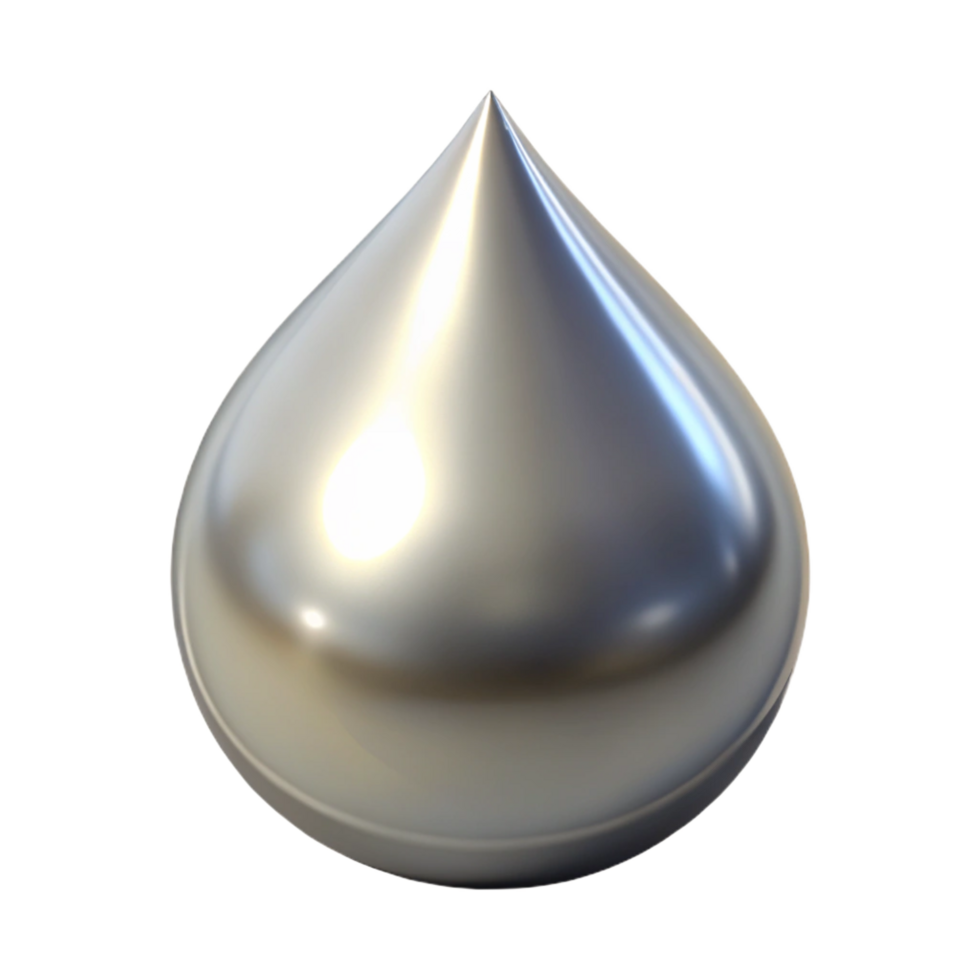 breathtaking vintage Professional render of a single photorealistic ultra-detailed isolated cutout of a single drop of liquid metal with Transparent Background premium png