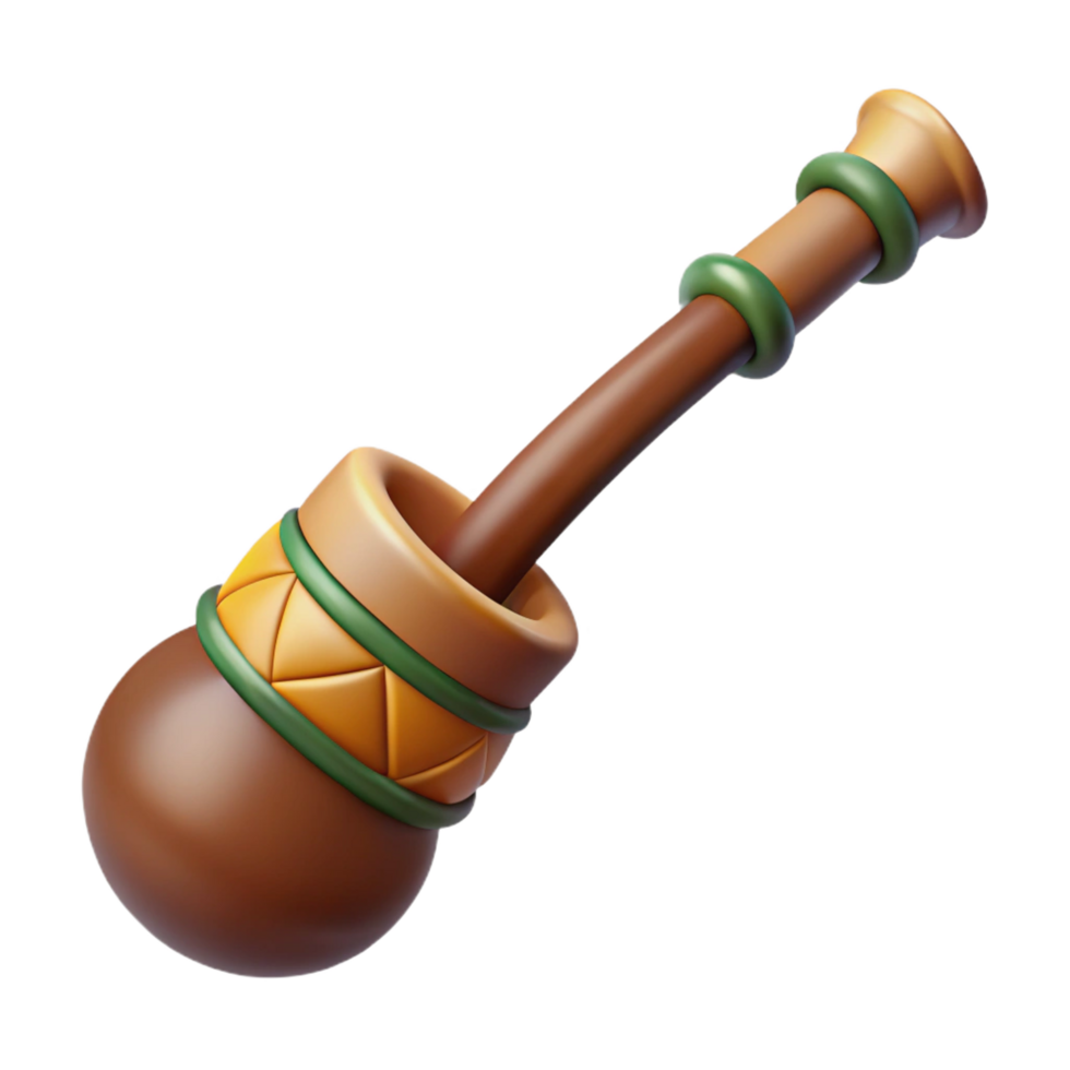 dramatic standout Concept art style, isolated cutout of a tribal elder's intricately beaded ceremonial pipe with Transparent Background png