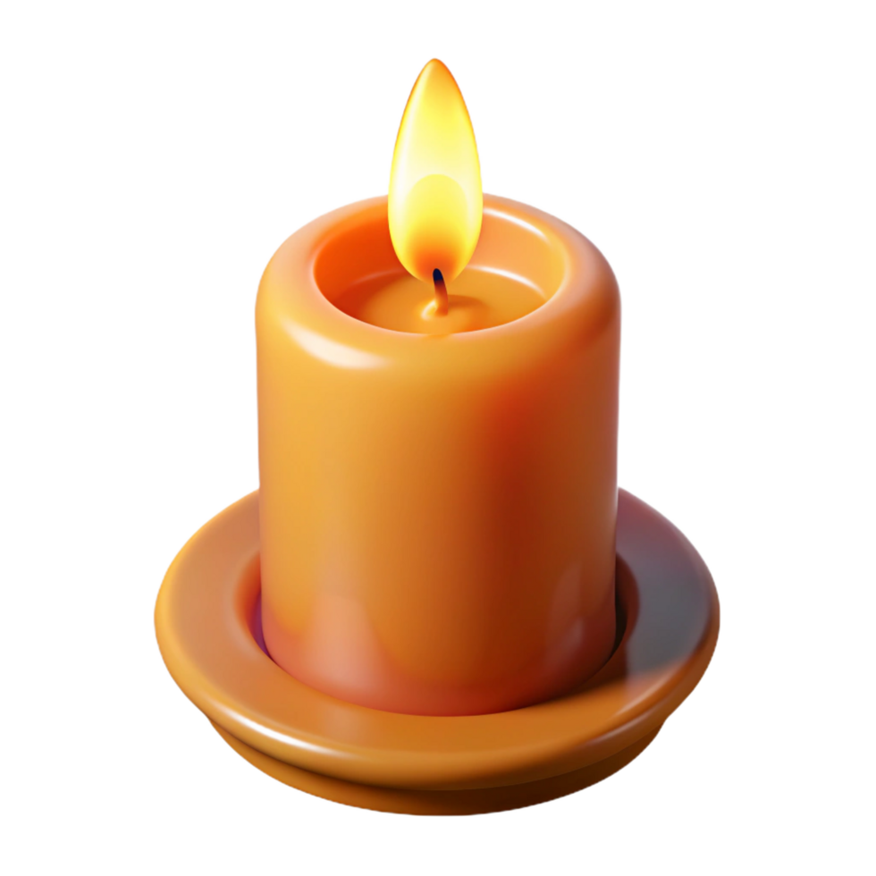 alluring nostalgic vintage A burning candle, emitting a soft, warm light with Transparent Background artisan png