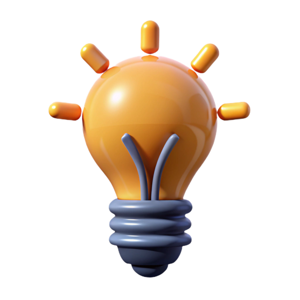 ethereal beautiful A single, stylized lightbulb with a glowing filament with Transparent Background studio quality png