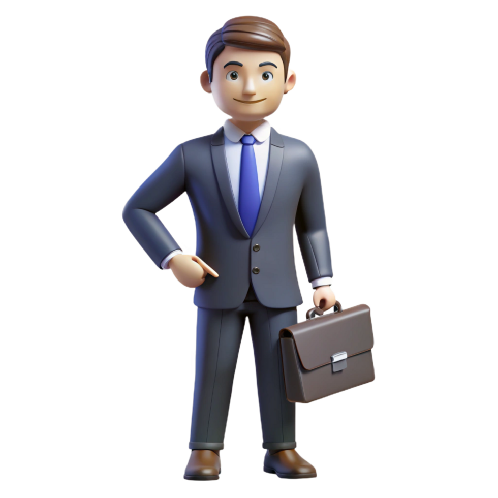 captivating nostalgic retro Businessman, suit and tie, holding briefcase, with Transparent Background genuine png