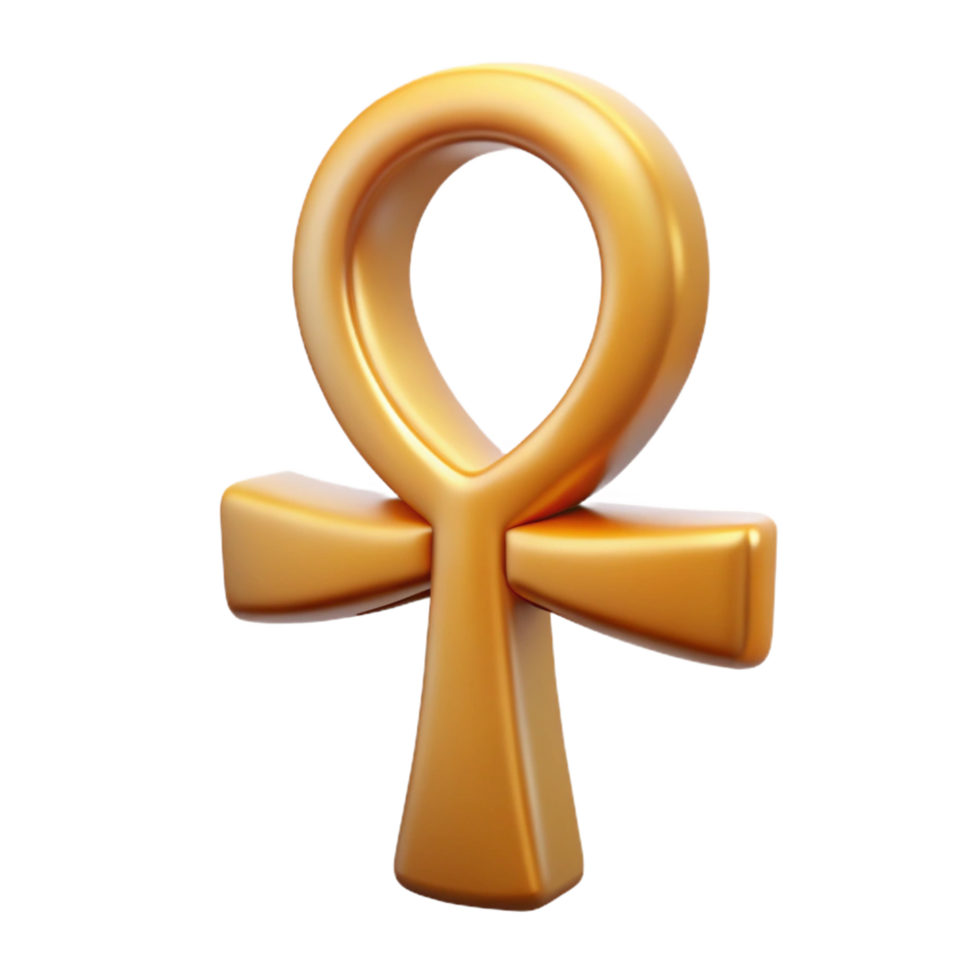 celebrated organic Ultra-detailed concept art illustration of a single stylized ancient Egyptian hieroglyph, Ankh symbol, isolated cutout with Transparent Background perfect clarity png